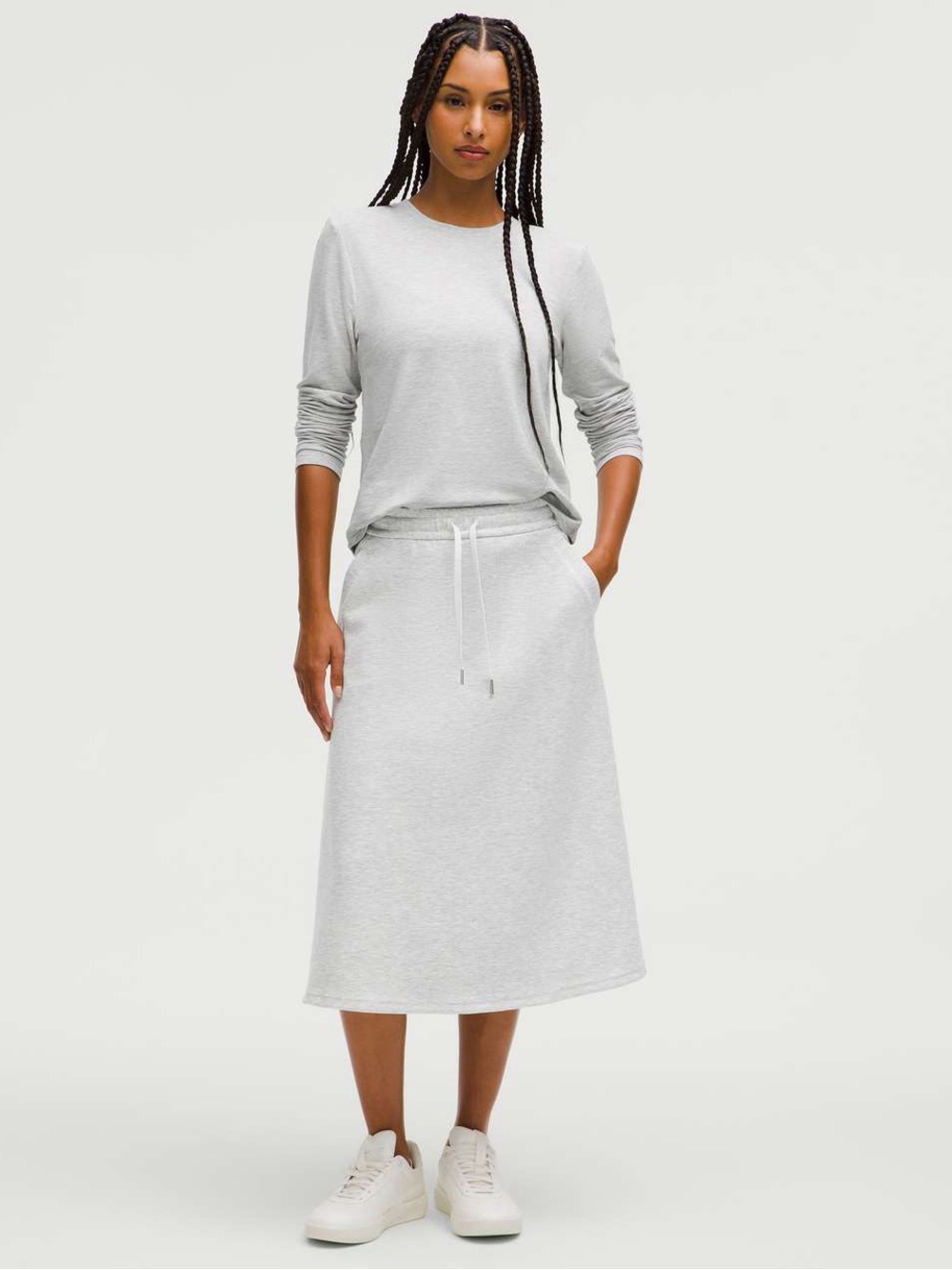 NWT Lululemon Modal-Blend High-Rise A-Line Midi Skirt XS Heathered Grey